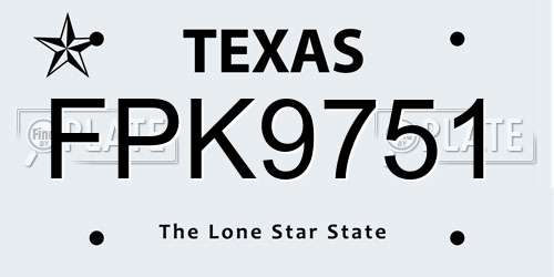 FPK9751 Texas License Plate