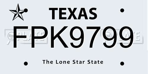 FPK9799 Texas License Plate
