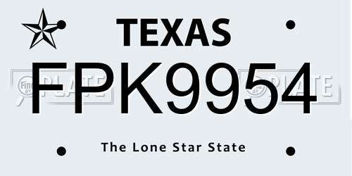 FPK9954 Texas License Plate