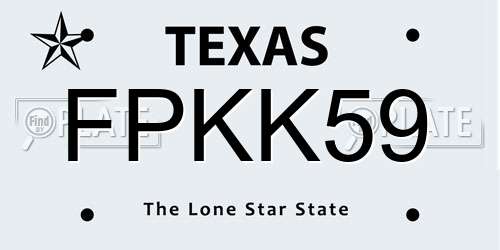 FPKK59 Texas License Plate