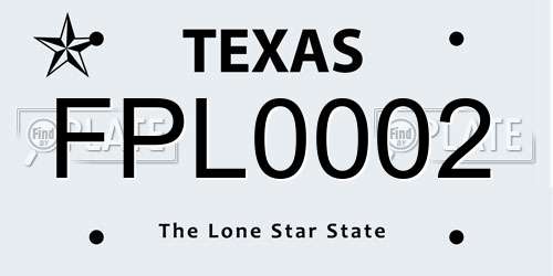 FPL0002 Texas License Plate