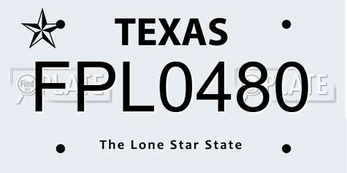 FPL0480 Texas License Plate