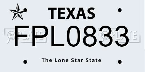 FPL0833 Texas License Plate