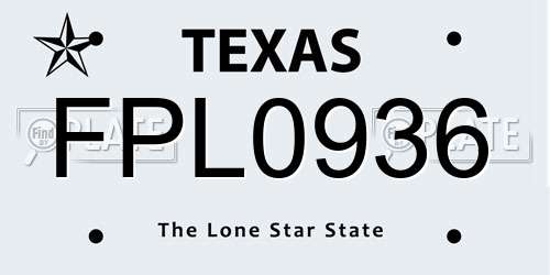 FPL0936 Texas License Plate