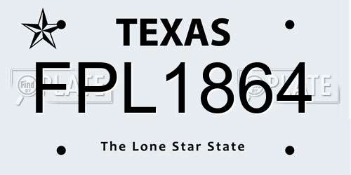 FPL1864 Texas License Plate