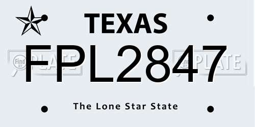 FPL2847 Texas License Plate
