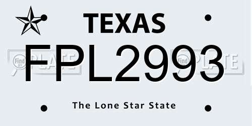 FPL2993 Texas License Plate