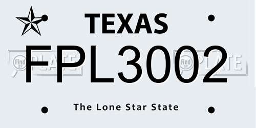 FPL3002 Texas License Plate