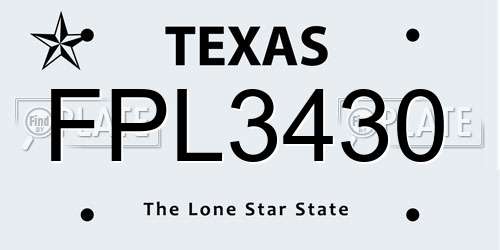 FPL3430 Texas License Plate