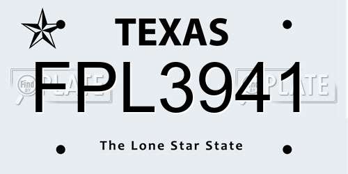 FPL3941 Texas License Plate