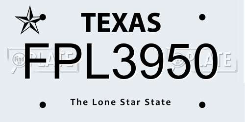 FPL3950 Texas License Plate