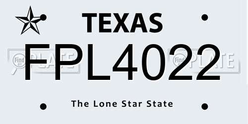 FPL4022 Texas License Plate