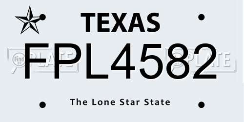 FPL4582 Texas License Plate