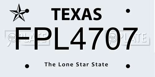 FPL4707 Texas License Plate