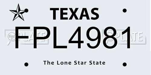 FPL4981 Texas License Plate