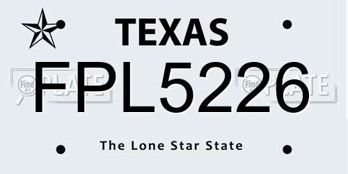 FPL5226 Texas License Plate