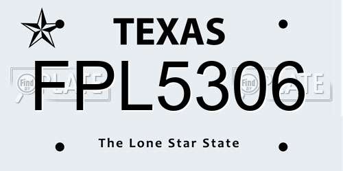 FPL5306 Texas License Plate