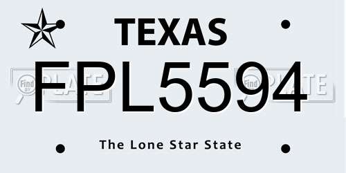 FPL5594 Texas License Plate