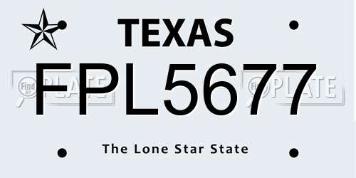 FPL5677 Texas License Plate