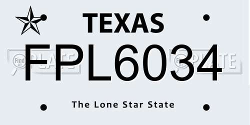 FPL6034 Texas License Plate