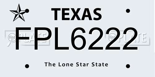 FPL6222 Texas License Plate