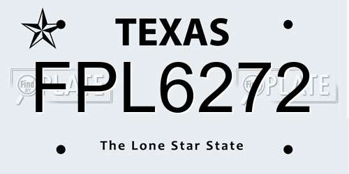 FPL6272 Texas License Plate