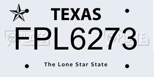 FPL6273 Texas License Plate