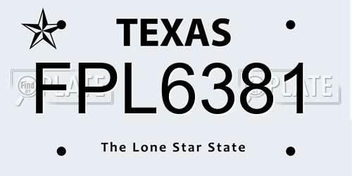 FPL6381 Texas License Plate