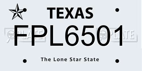 FPL6501 Texas License Plate