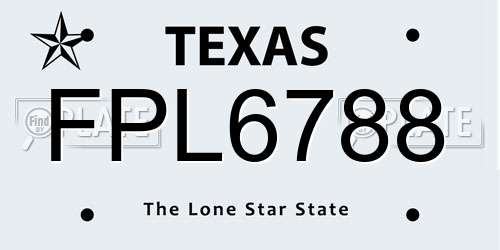 FPL6788 Texas License Plate