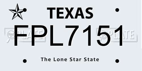FPL7151 Texas License Plate