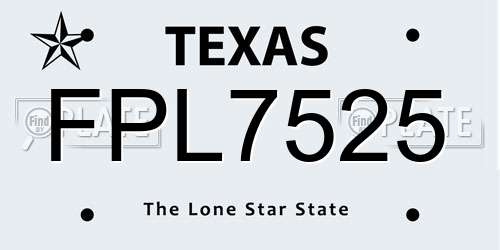 FPL7525 Texas License Plate