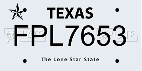 FPL7653 Texas License Plate