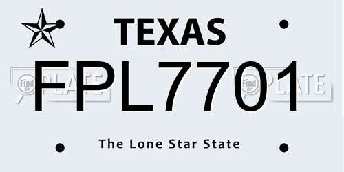 FPL7701 Texas License Plate