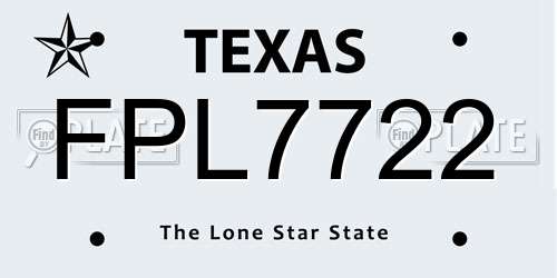 FPL7722 Texas License Plate