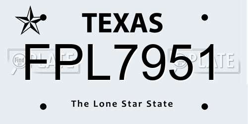 FPL7951 Texas License Plate