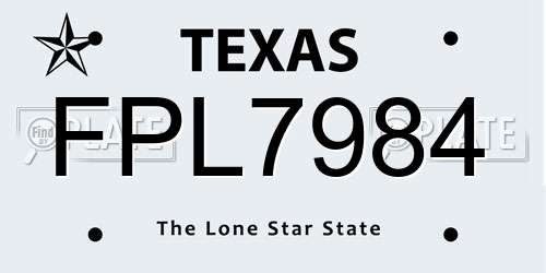 FPL7984 Texas License Plate
