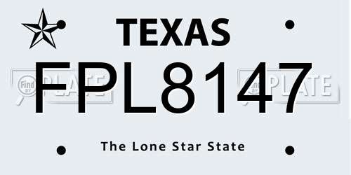 FPL8147 Texas License Plate