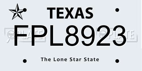 FPL8923 Texas License Plate