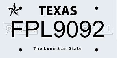 FPL9092 Texas License Plate