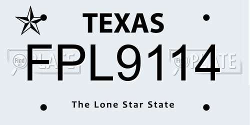 FPL9114 Texas License Plate