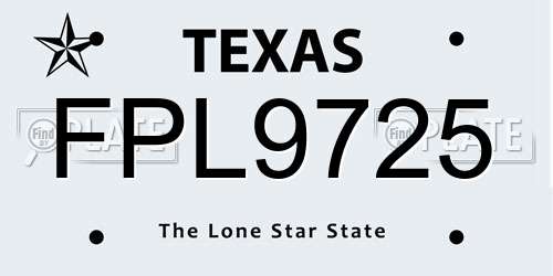 FPL9725 Texas License Plate