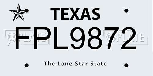 FPL9872 Texas License Plate