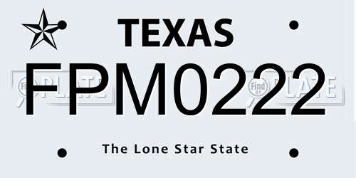 FPM0222 Texas License Plate