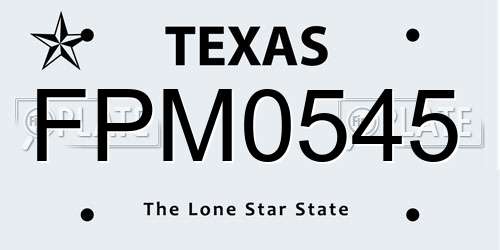 FPM0545 Texas License Plate