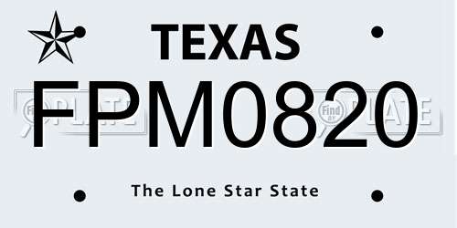 FPM0820 Texas License Plate