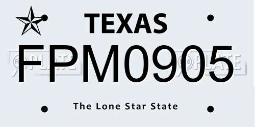 FPM0905 Texas License Plate