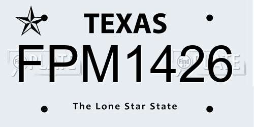 FPM1426 Texas License Plate