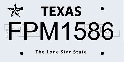 FPM1586 Texas License Plate