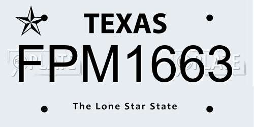 FPM1663 Texas License Plate